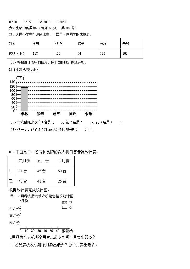 贵州省2022-2023学年数学四下期末教学质量检测模拟试题含答案第3页