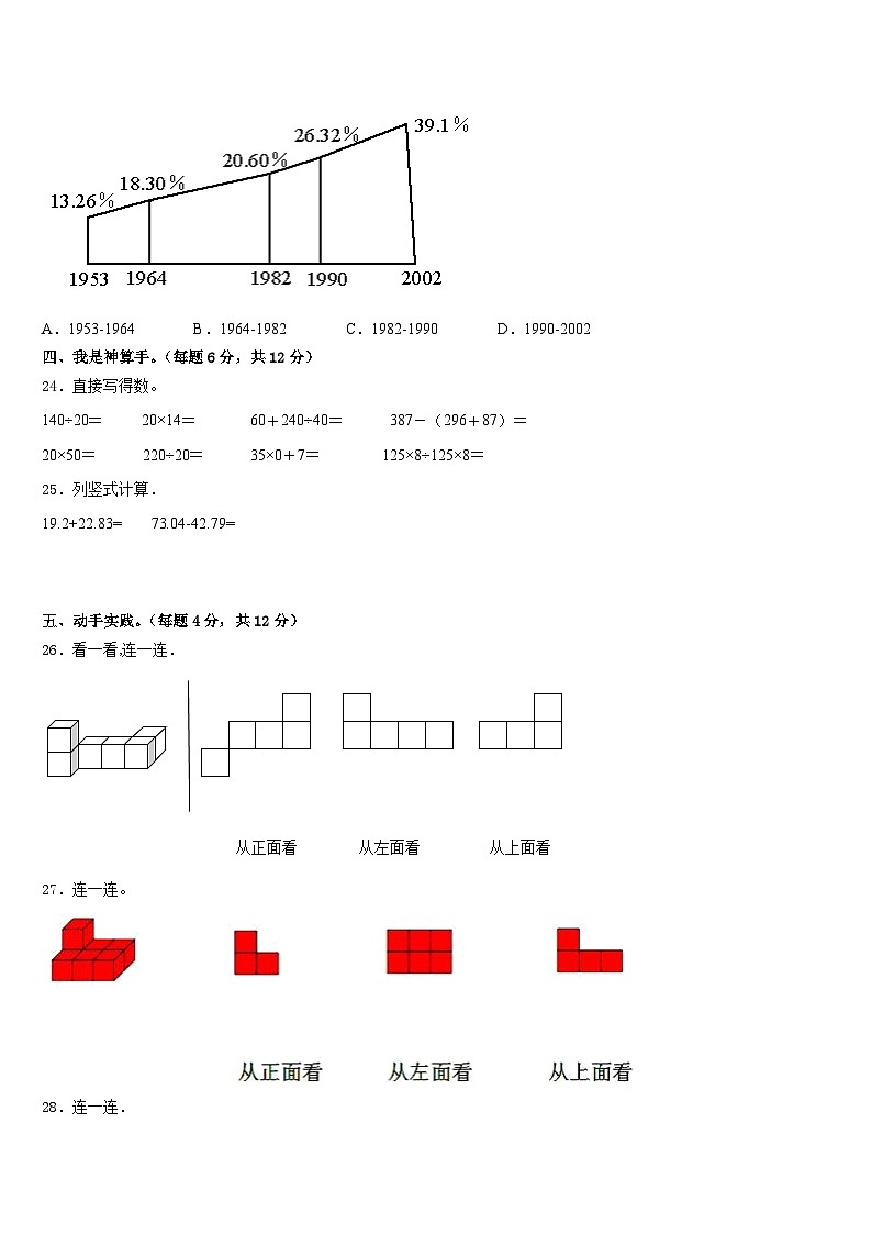 重庆市合川市2022-2023学年四下数学期末联考模拟试题含答案第3页