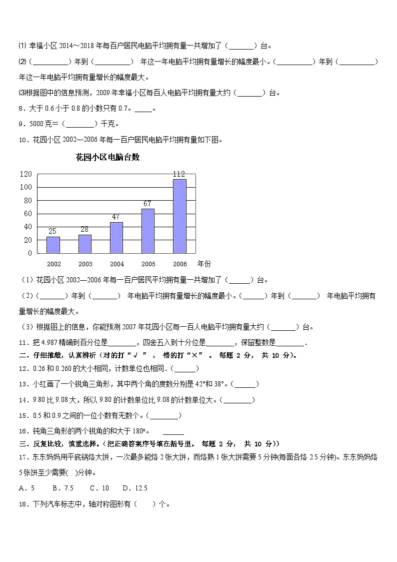 阿坝藏族羌族自治州金川县2022-2023学年数学四年级第二学期期末综合测试试题含答案第2页