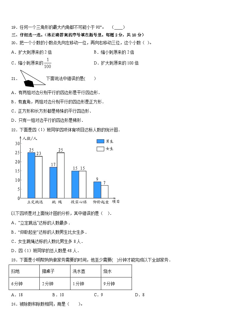 陕西省渭南市华县2022-2023学年数学四年级第二学期期末达标测试试题含答案第2页