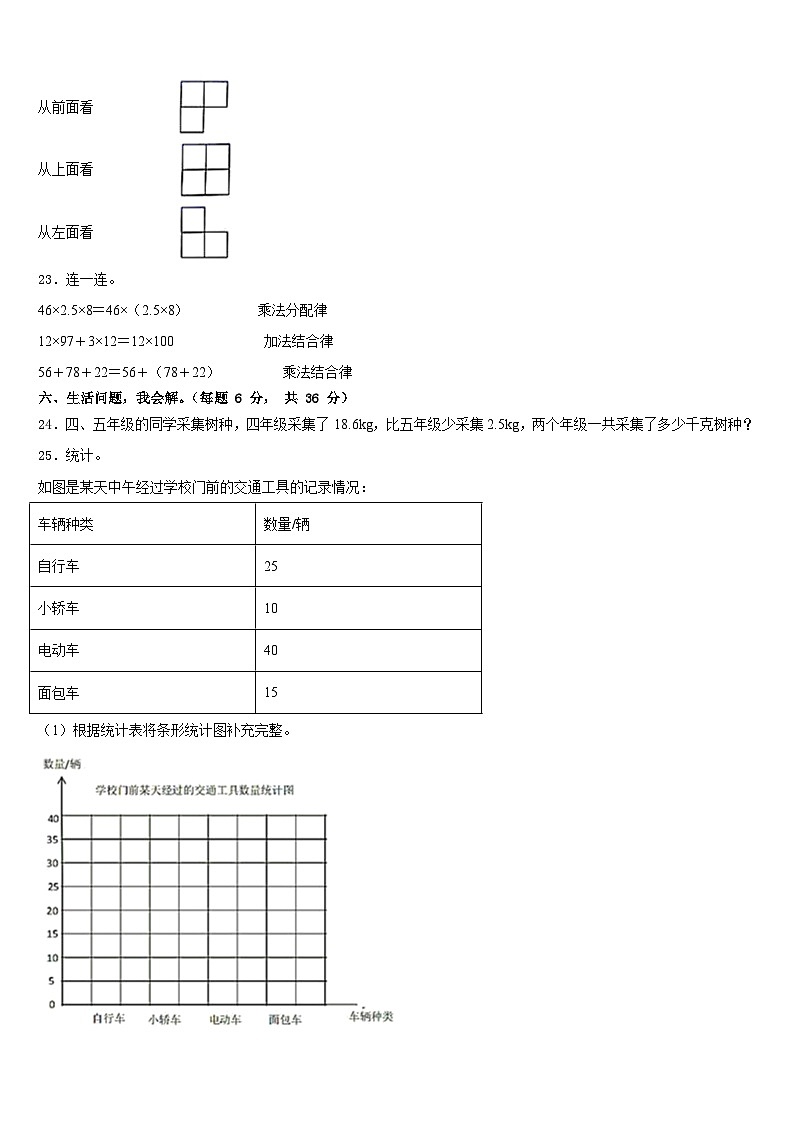 马鞍山市当涂县2022-2023学年数学四年级第二学期期末联考模拟试题含答案第3页