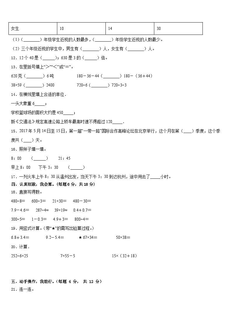 2022-2023学年嘉祥县三下数学期末预测试题含答案第2页