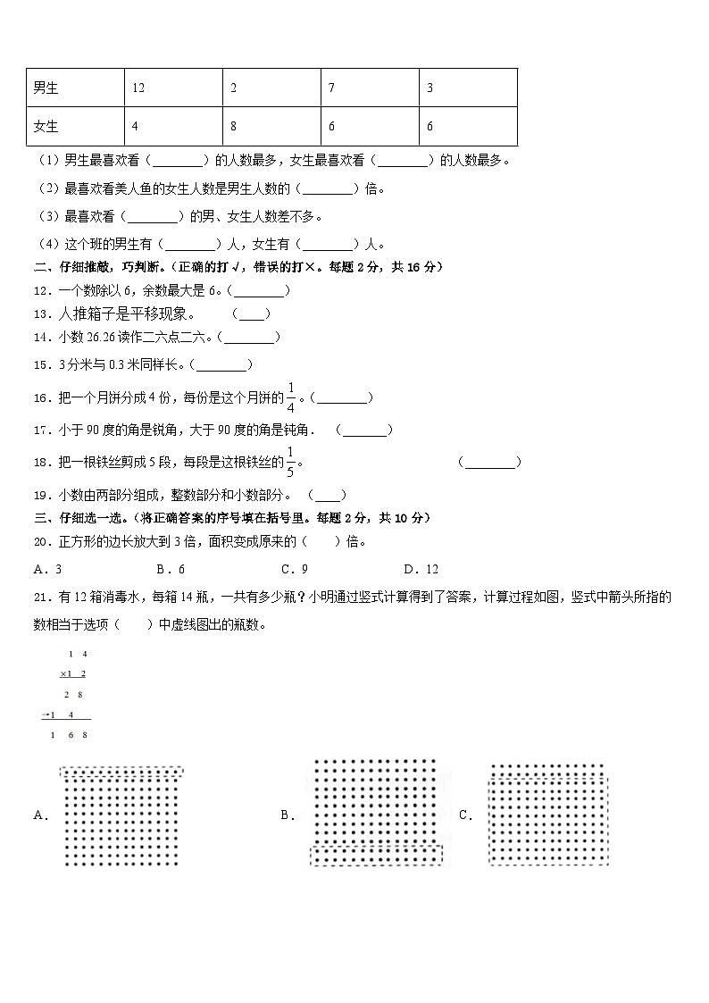 2022-2023学年大同市南郊区数学三年级第二学期期末统考试题含答案02