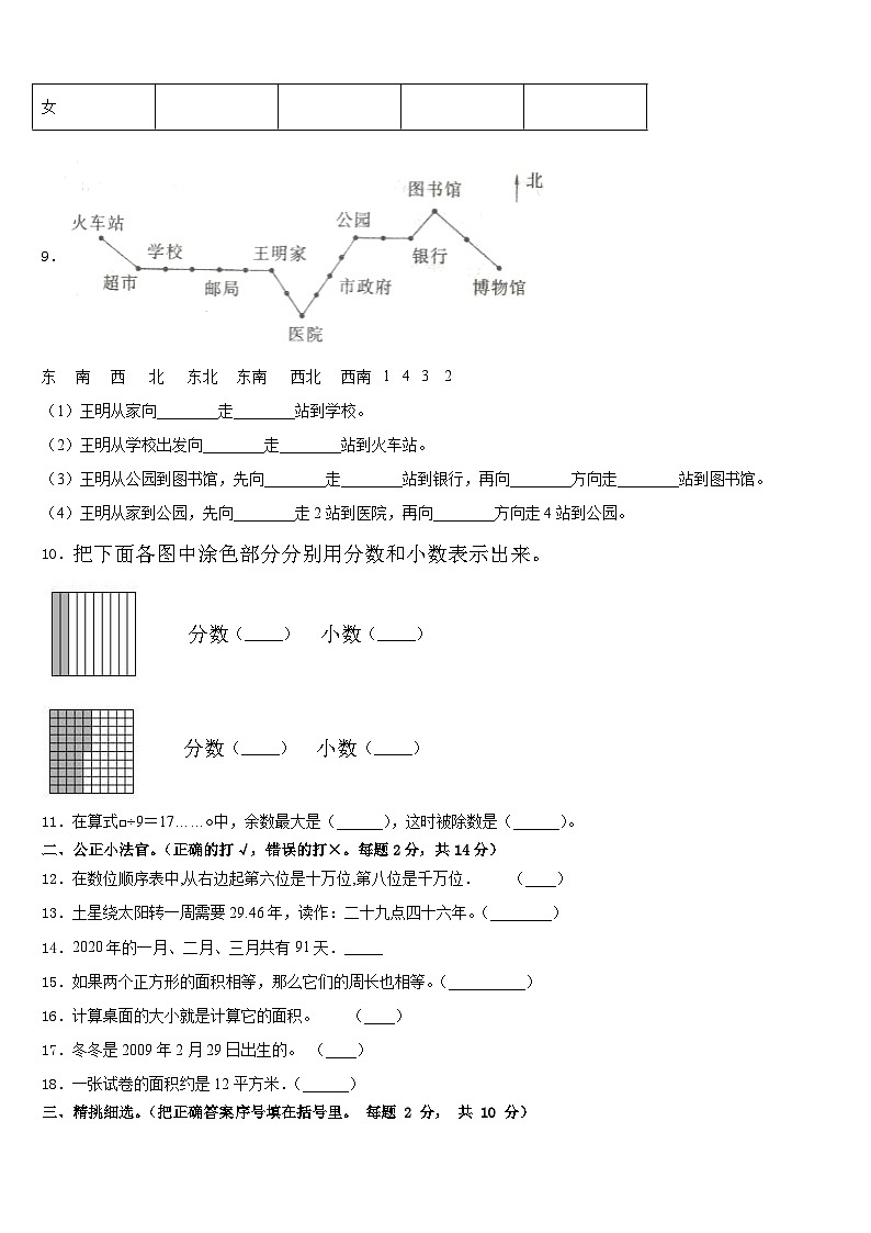 2022-2023学年山东省广饶县稻庄镇大营小学数学三年级第二学期期末统考试题含答案第2页