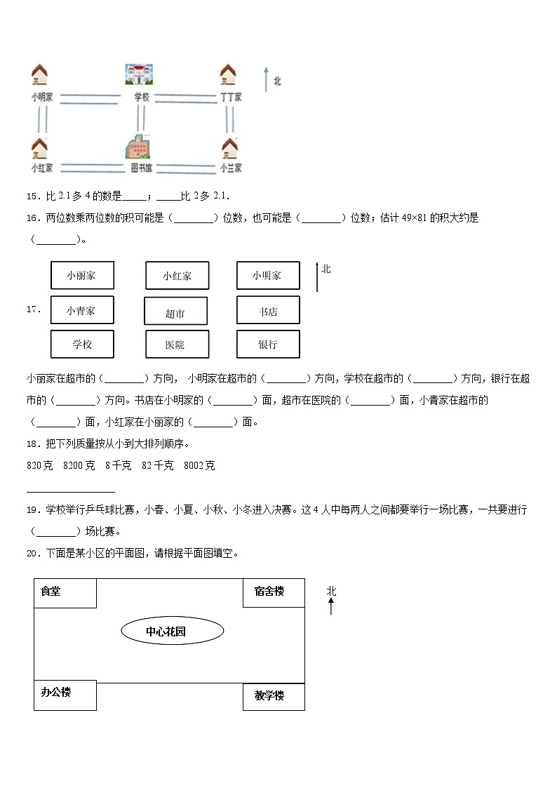 2022-2023学年民乐县三年级数学第二学期期末达标测试试题含答案第3页
