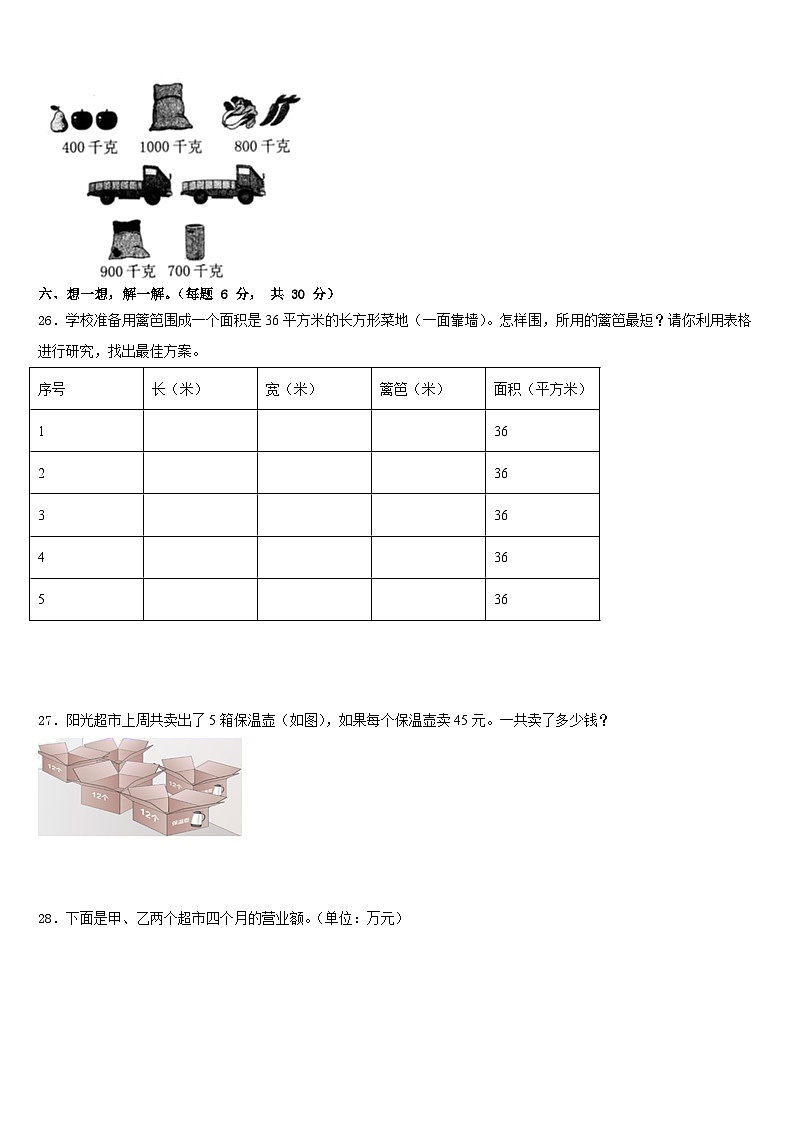 2022-2023学年河北省秦皇岛市抚宁区三下数学期末教学质量检测模拟试题含答案03