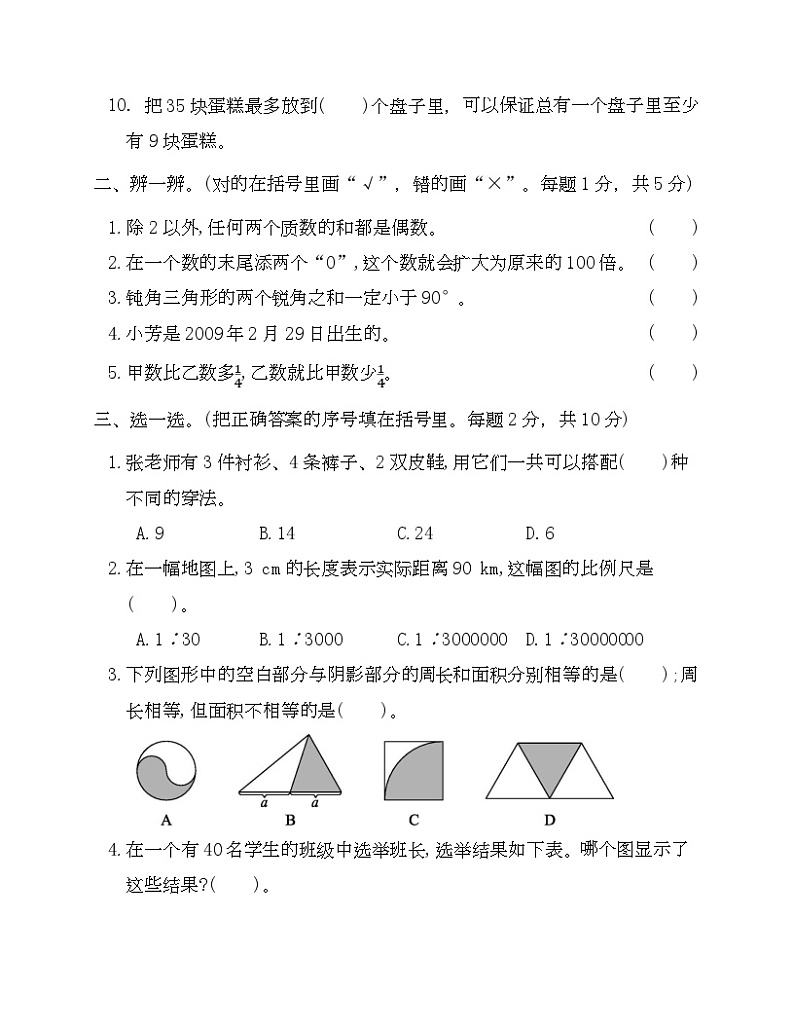 人教版数学六年级下学期期末测试卷一-Copy第2页