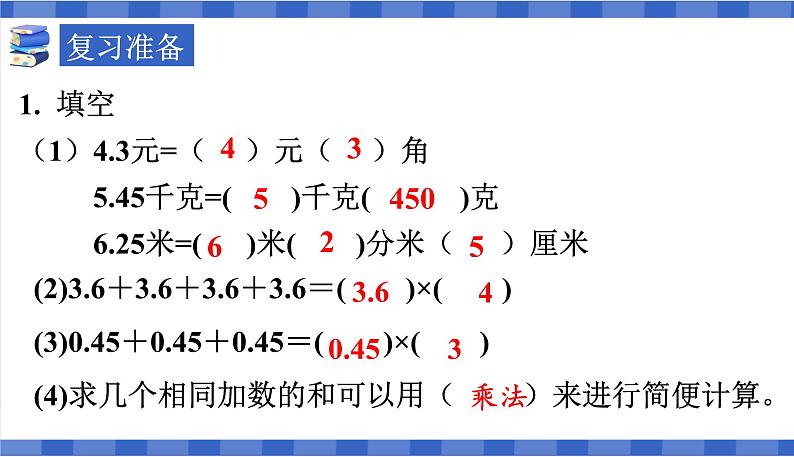 【同步备课】第1课时小数乘整数 （课件）五年级数学上册（人教版)第2页