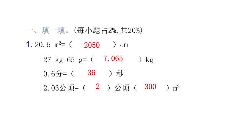 人教版小学五年级数学上册期末综合能力评价课件第2页