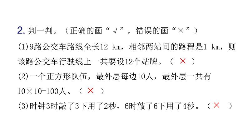 人教版小学五年级数学上册第七单元数学广角——植树问题过关训练教学课件04