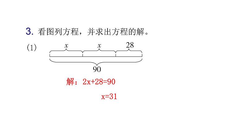 人教版小学五年级数学上册第五单元简易方程过关训练教学课件第6页