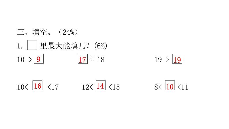 人教版小学一年级数学上册单元综合能力评价课件06