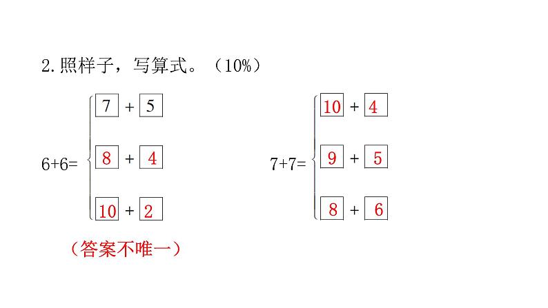 人教版小学一年级数学上册单元综合能力评价课件04