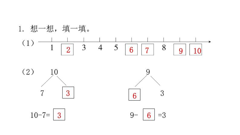 人教版小学一年级数学上册单元过关训练教学课件02