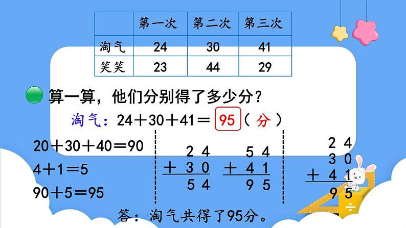 北师大版数学二年级上册1.1 谁的得分高 课件06