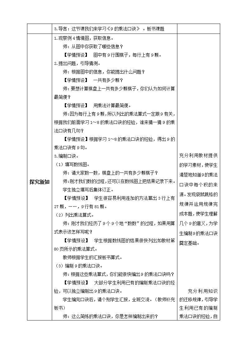 【核心素养】人教版数学二年级上册-6.4 9的乘法口诀 课件+教案+学案+分层作业（含教学反思和答案）02