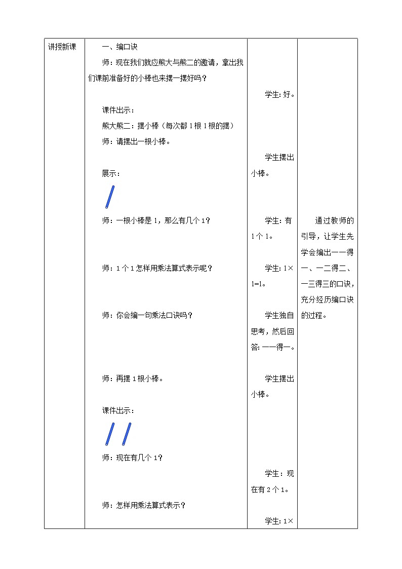 西师大版2上数学 1.2 1,2的乘法口诀 2 教案02
