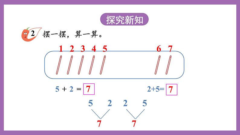 二 10以内数的认识和加减法（二）第1课时 6,7的加法 课件+教案 西师大版数学一上04