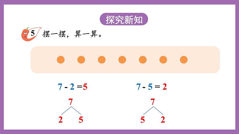 二 10以内数的认识和加减法（二）第2课时 6,7的减法课件 西师大版数学一上第4页