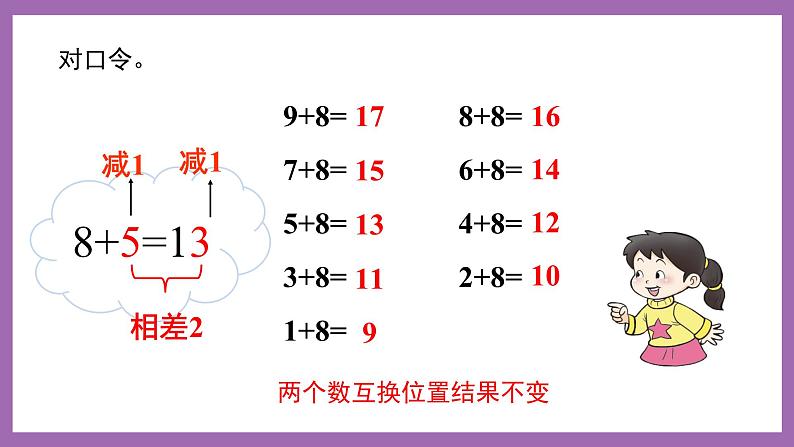 五 20以内的进位加法 2.8加几 课件（2课时）+教案 西师大数学一上05