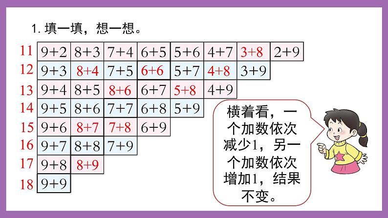 五 20以内的进位加法 第1课时 整理与复习（1）课件 西师大数学一上第4页