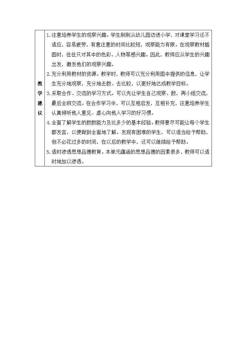 新人教版小学一年级数学上册第一单元《准备课》教案02