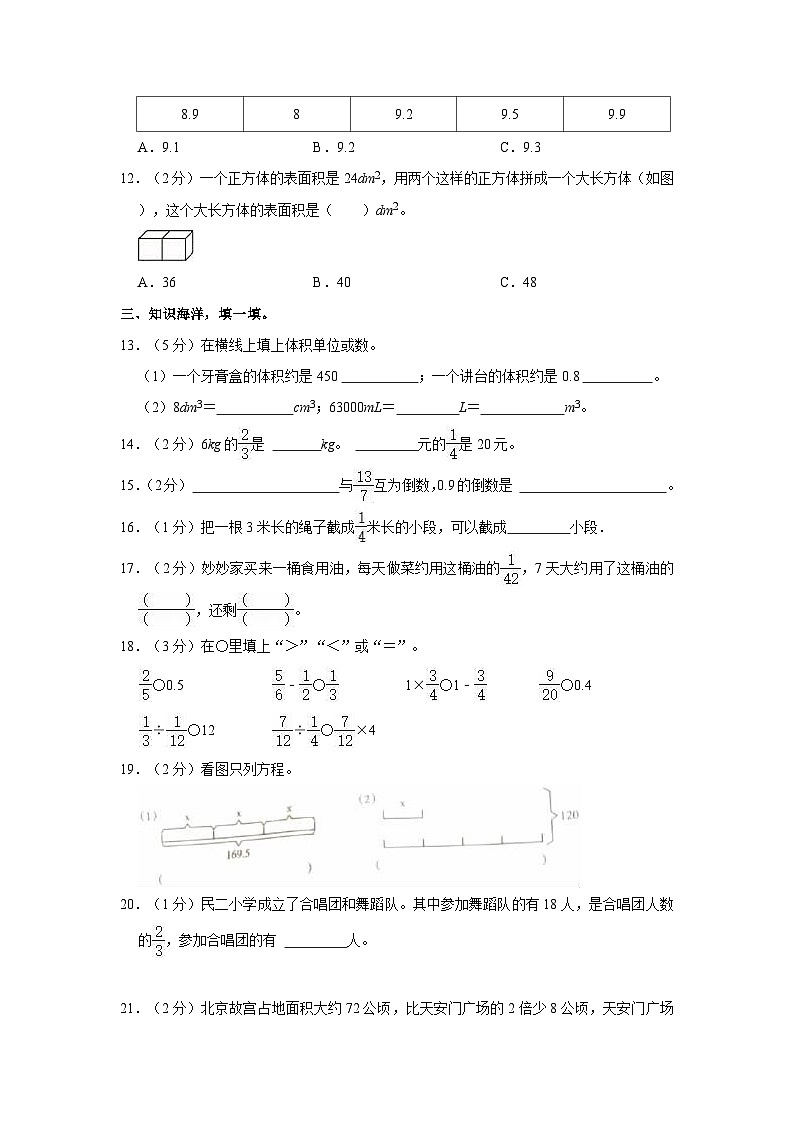 2022-2023学年河南省洛阳市栾川县五年级（下）期末数学试卷02
