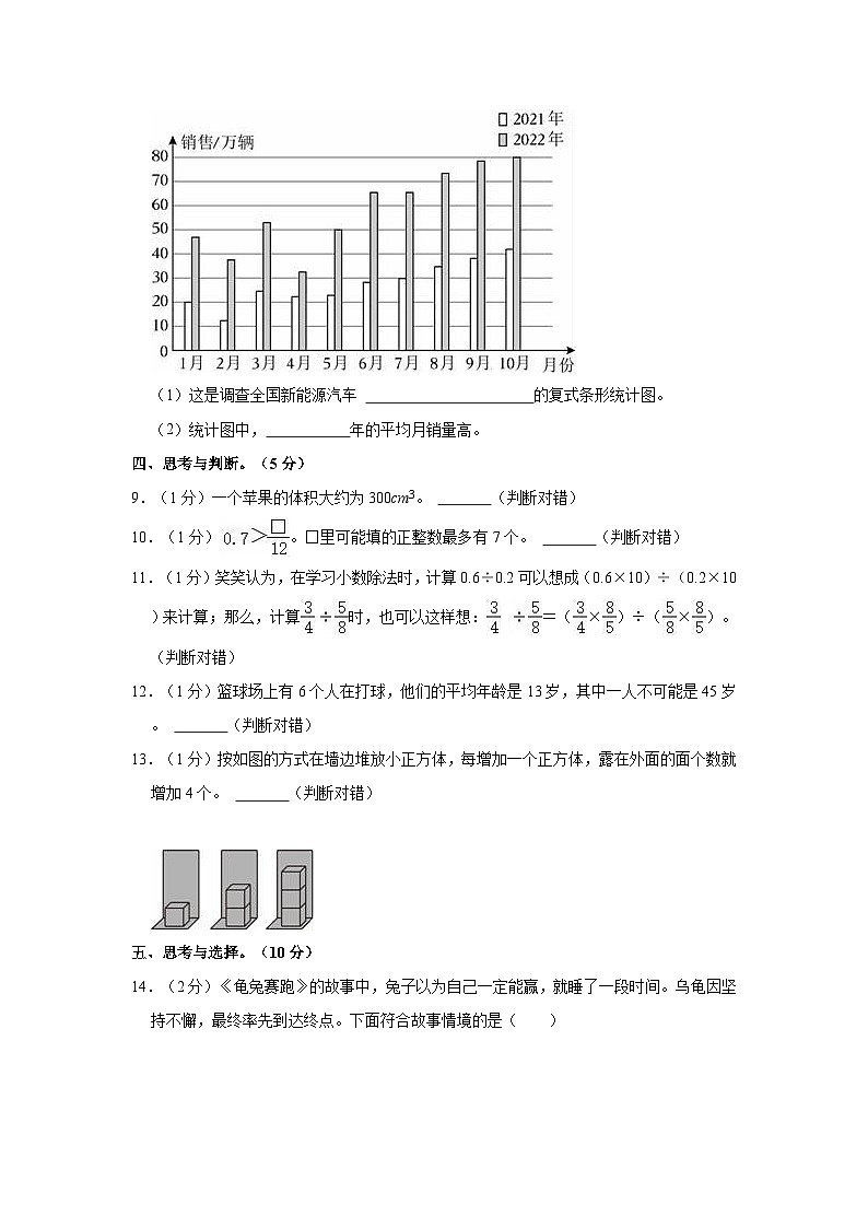 2022-2023学年四川省成都市龙泉驿区五年级（下）期末数学试卷第3页