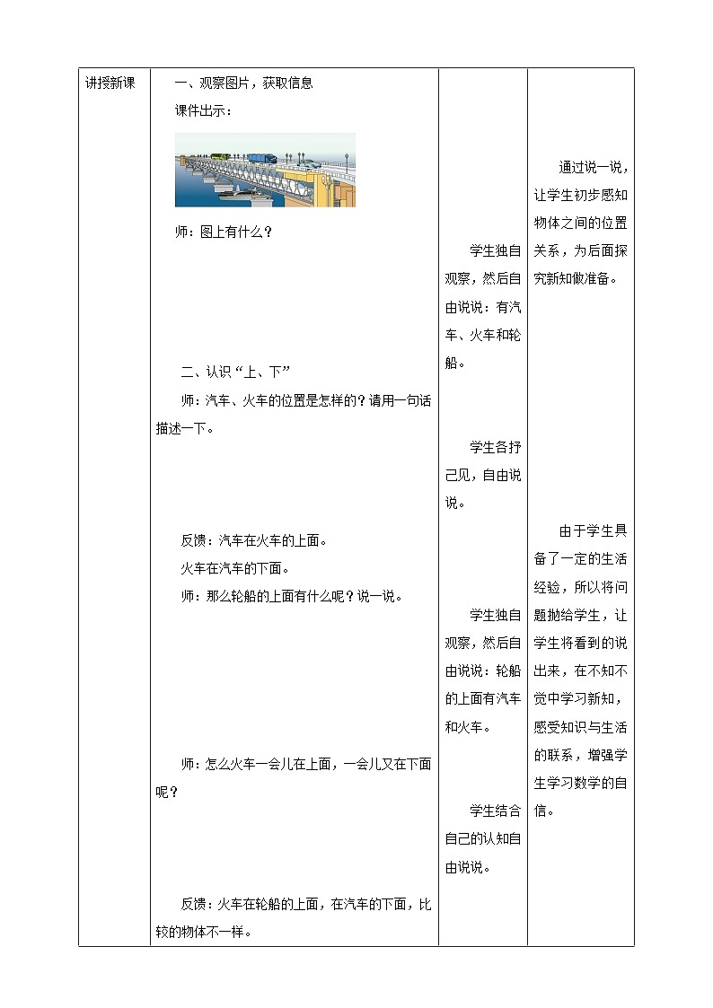 人教版数学一年级上册2.1《上、下、前、后》教学设计第2页