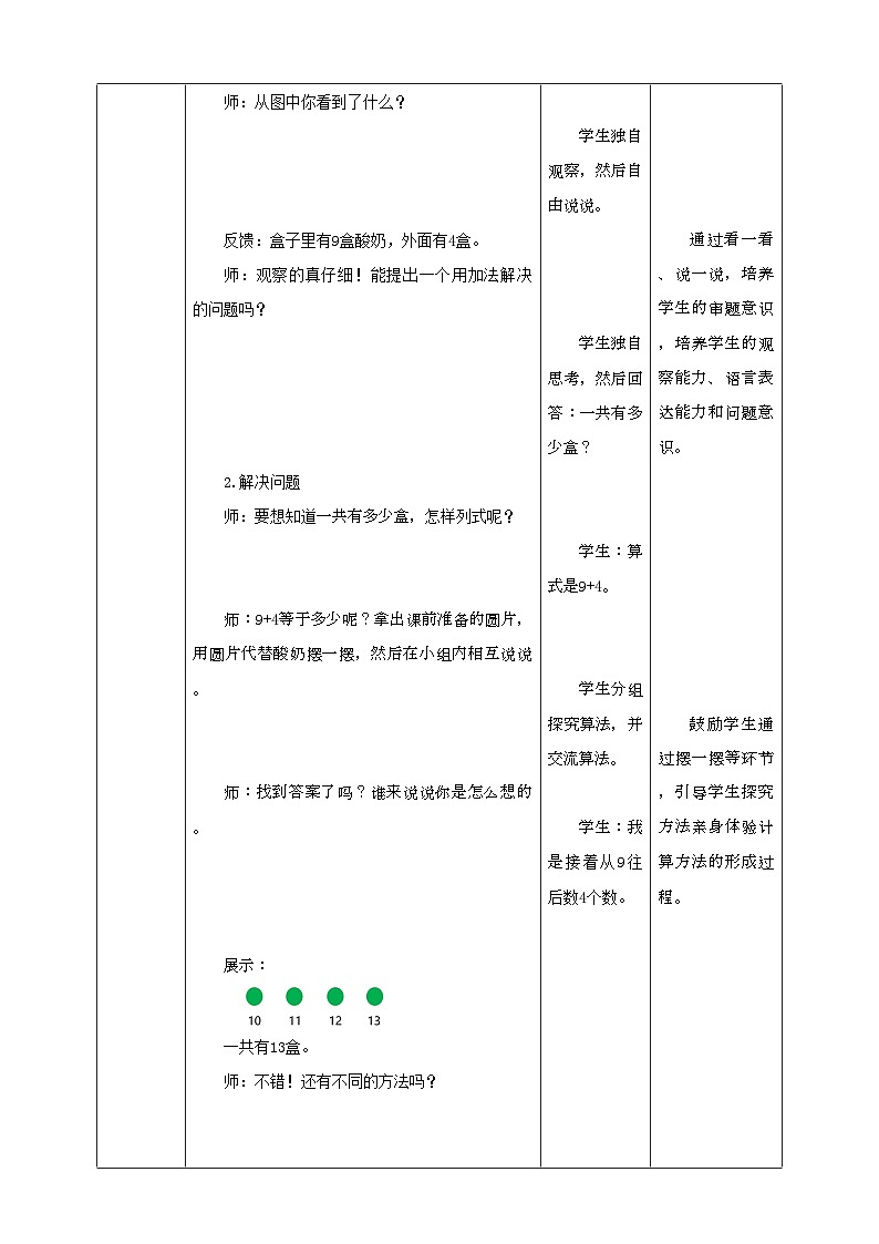 人教版数学一年级上册8.1《9加几》教学设计第2页