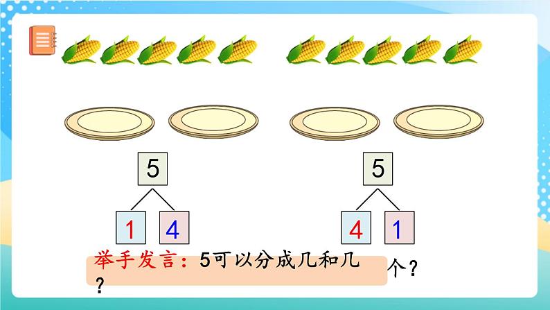 人教版数学一年级上册3.6《 5的组成》 课件+练习04