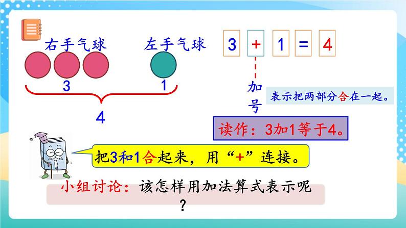 人教版数学一年级上册3.8《 认识加法 》课件+教案+练习04