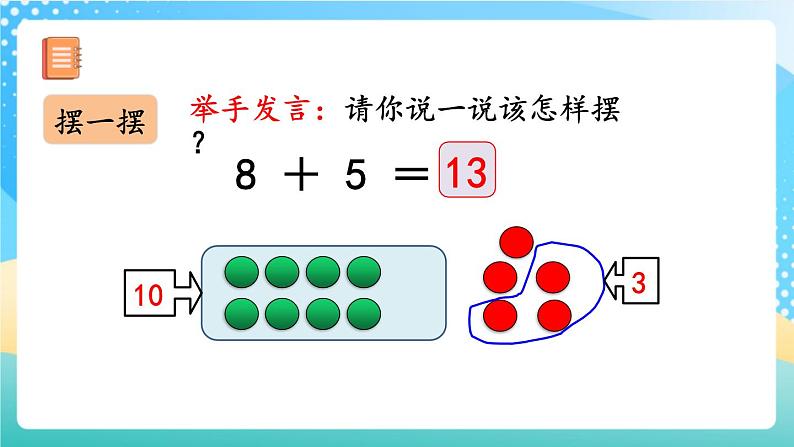 人教版数学一年级上册8.3 《8、7、6加几》课件第5页