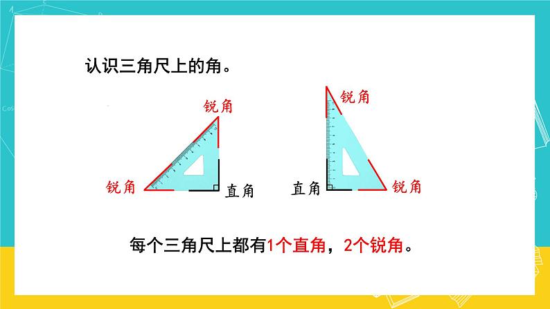 人教版数学二年级上册 3.3《认识锐角和钝角》课件+教案05