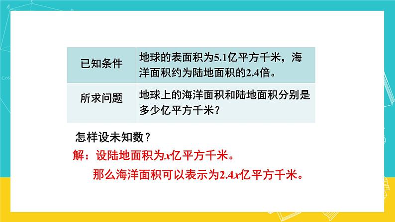 人教版数学五年级上册 5.13《实际问题与方程》课件+教案05