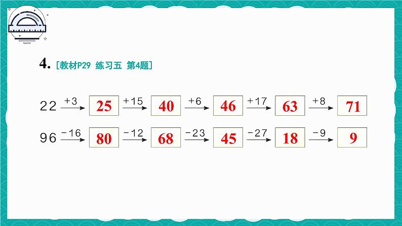 人教版小学数学2上 2《100以内的加法和减法（二）》 教材练习五 课件05