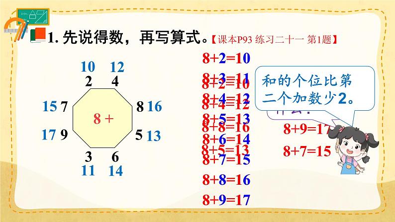 人教版小学数学1上  8《20以内的进位加法》 教材练习二十一 课件02