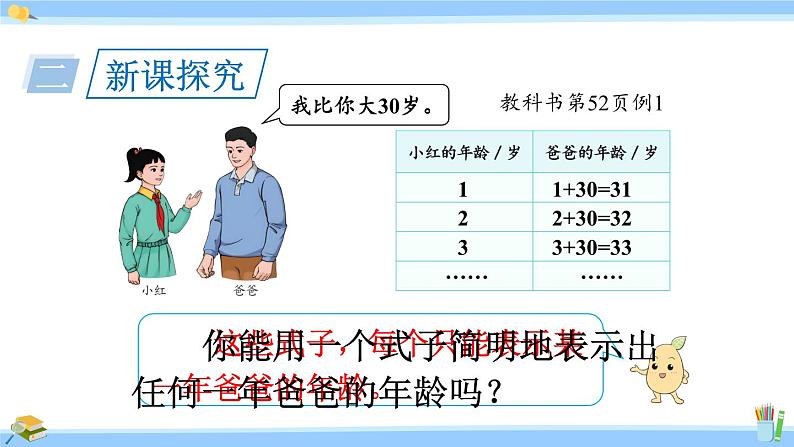 人教版小学数学5上 5《简易方程》1 用字母表示数 第1课时 用字母表示数量关系 课件第3页