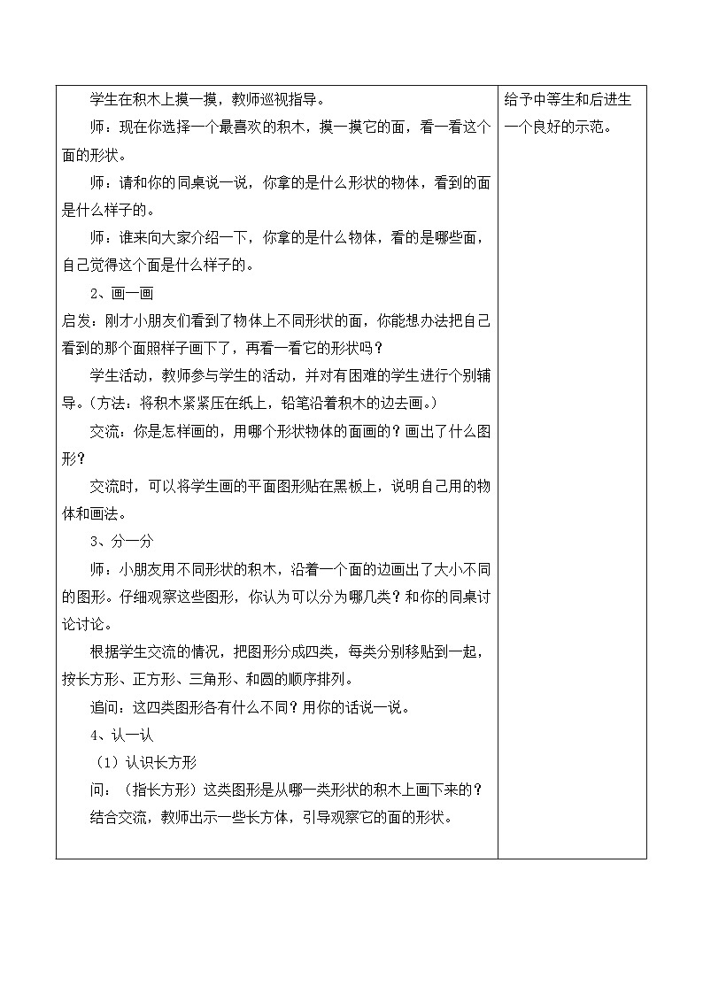 江宁区苏教版一年级数学下册第二单元第1课《认识长方形、正方形、三角形和圆》教案第2页