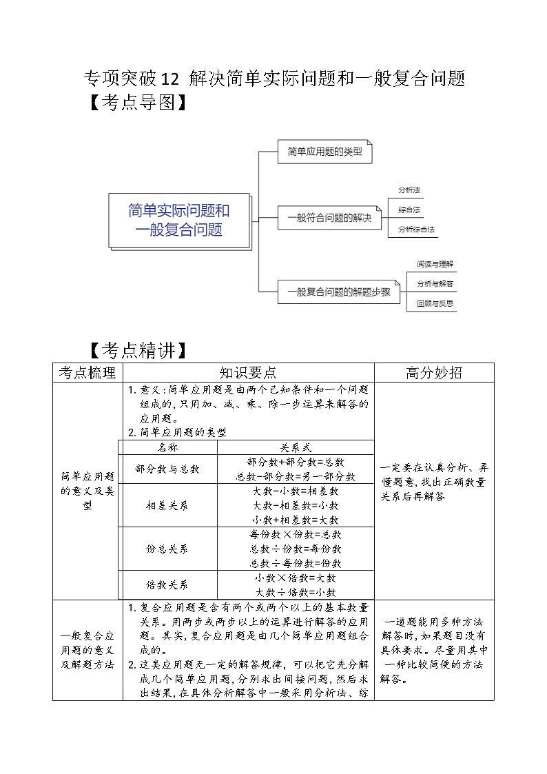 专项突破12-解决一般问题和典型问题六年级下册小升初数学专项培优卷（含解析）第1页