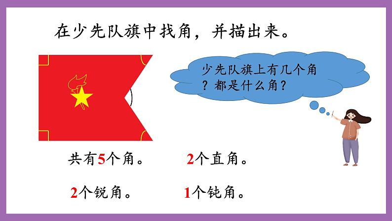 冀教版数学二年级上册 4.2《认识直角、锐角和钝角》课件第8页