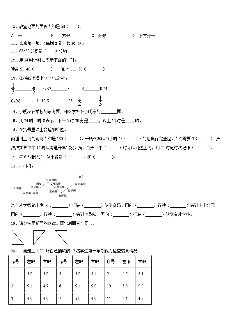 2022-2023学年阿坝藏族羌族自治州马尔康县数学三下期末检测试题含答案第2页