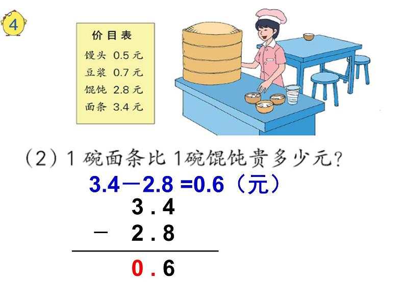 苏教版三年级数学下册第八单元第3课《简单的小数加减法》课件第5页