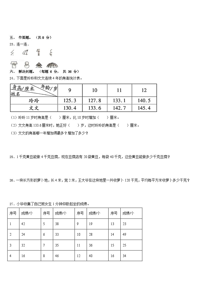 安徽省蚌埠市各区县2022-2023学年数学三下期末复习检测模拟试题含答案03