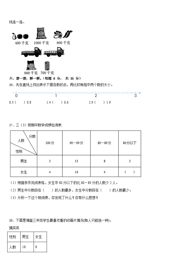 江口县2022-2023学年三下数学期末达标测试试题含答案第3页