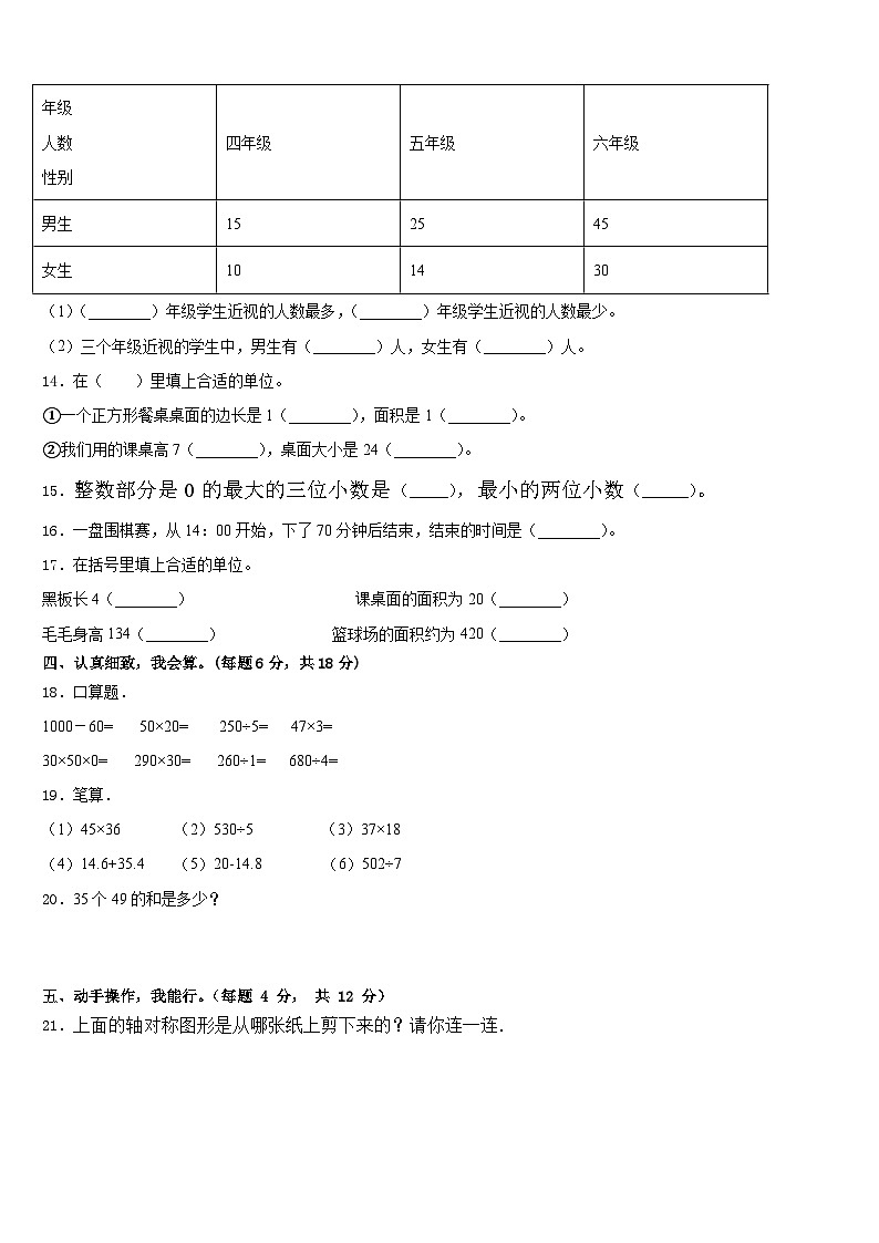 河北省廊坊市大厂回族自治县2022-2023学年数学三年级第二学期期末调研模拟试题含答案第2页