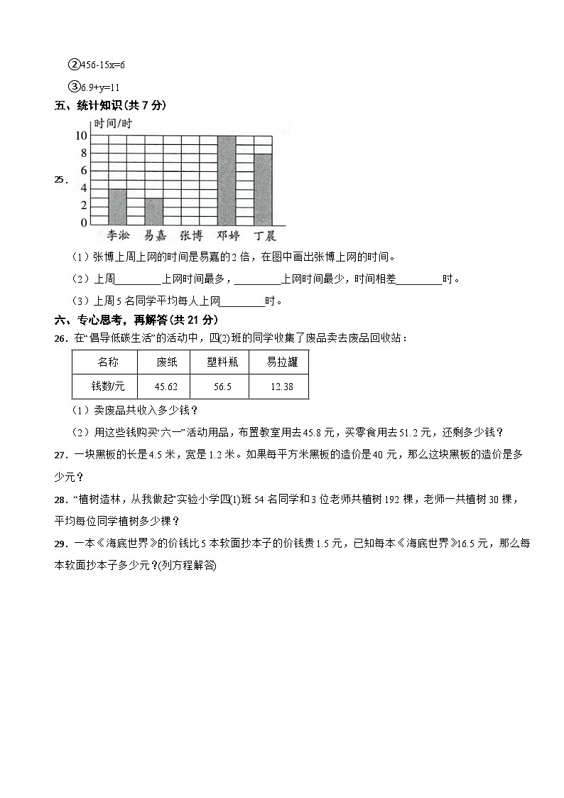 广东省揭阳市惠来县2022-2023学年四年级下学期6月期末数学试卷第3页