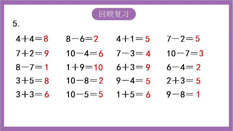 苏教版数学一年级上册 第八单元 10以内的加法和减法复习课件08