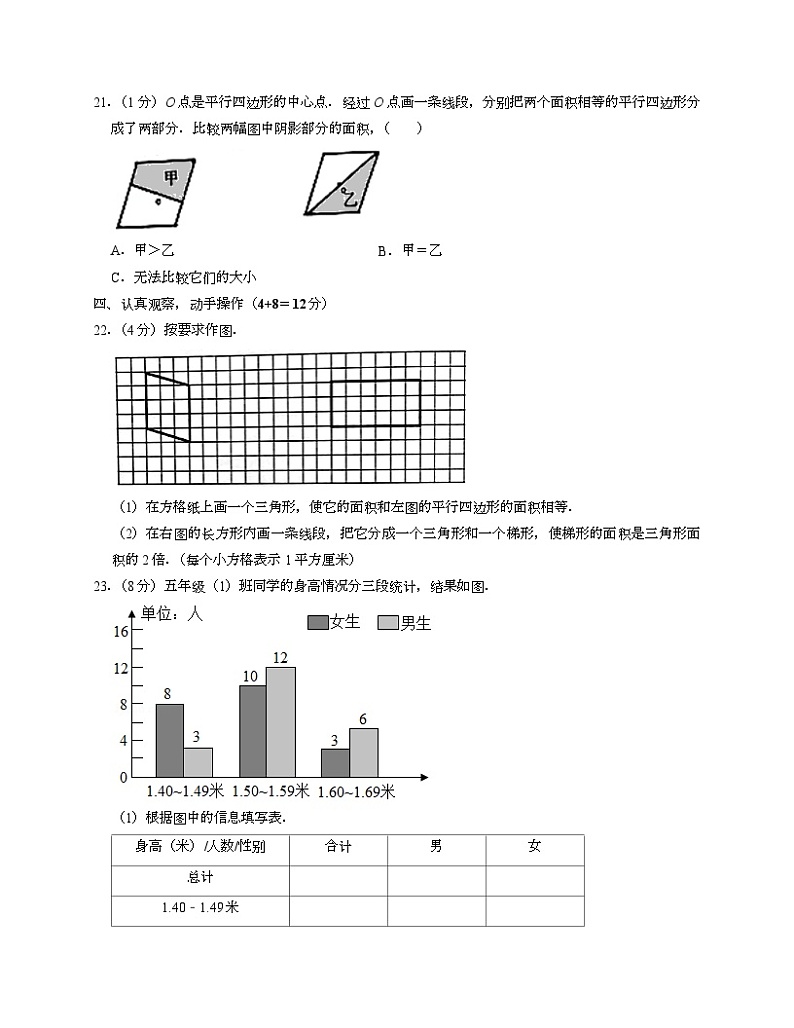+期末试卷2（试题）苏教版五年级上册数学第3页