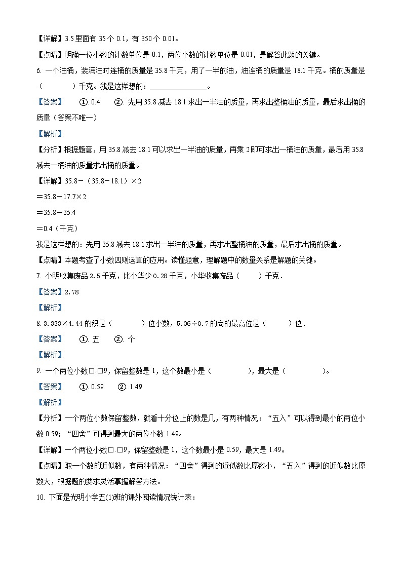 2022-2023学年山西省临汾市侯马市苏教版五年级上册期末测试数学试卷（解析版）第3页
